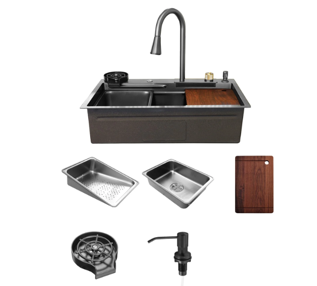 Kodaen Waterfall Kitchen Sink -Gun Grey