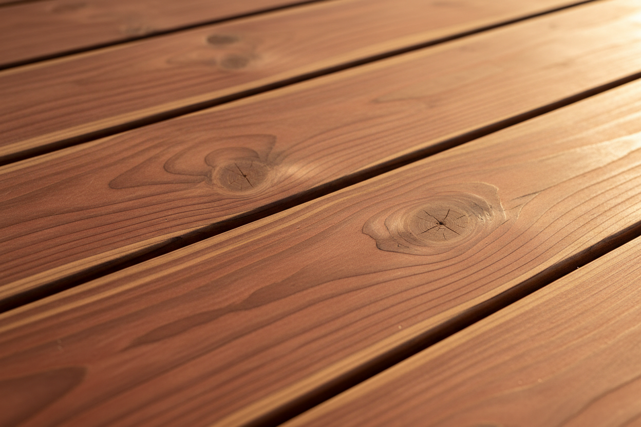 Cedar decking close up