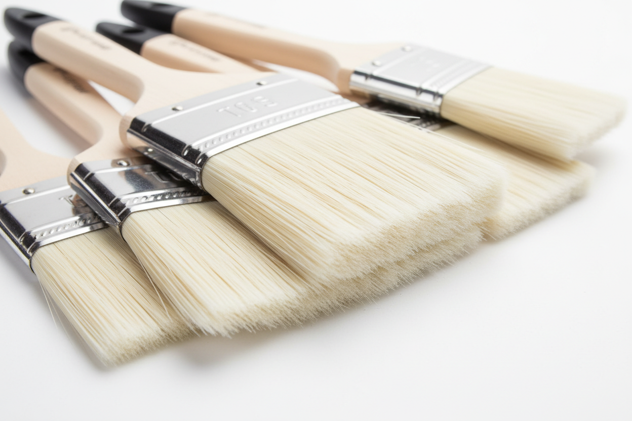 clean wall paint brushes close up