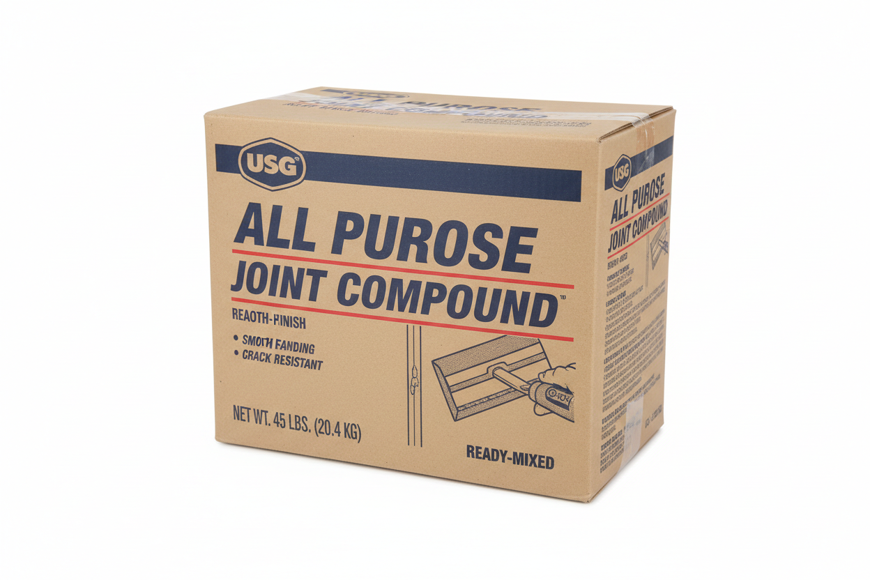 Drywall joint compound box close up