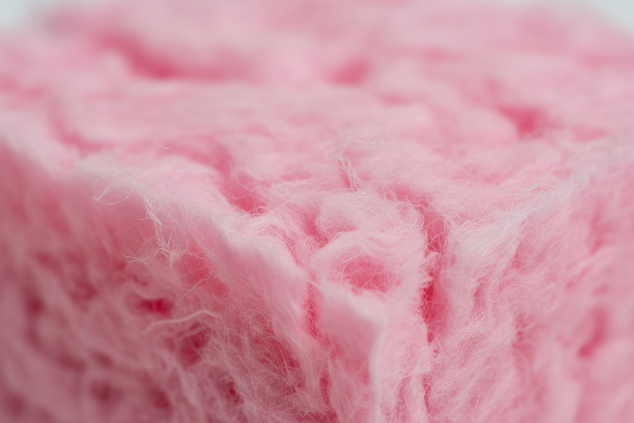 Fiberglass insulation close up