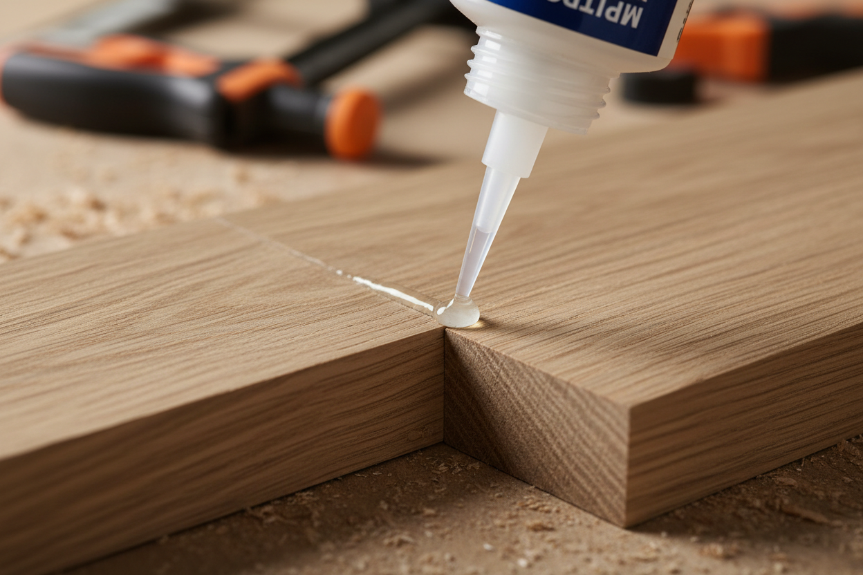 Glue - Miter glue close up