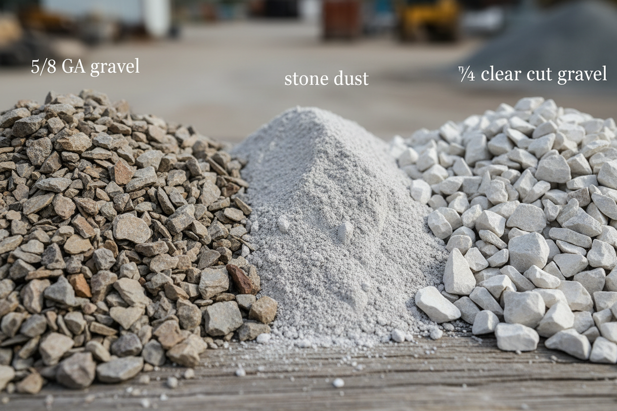 Gravel (5/8 GA, Stone Dust, ¾ Clear Cut) close up (no text)