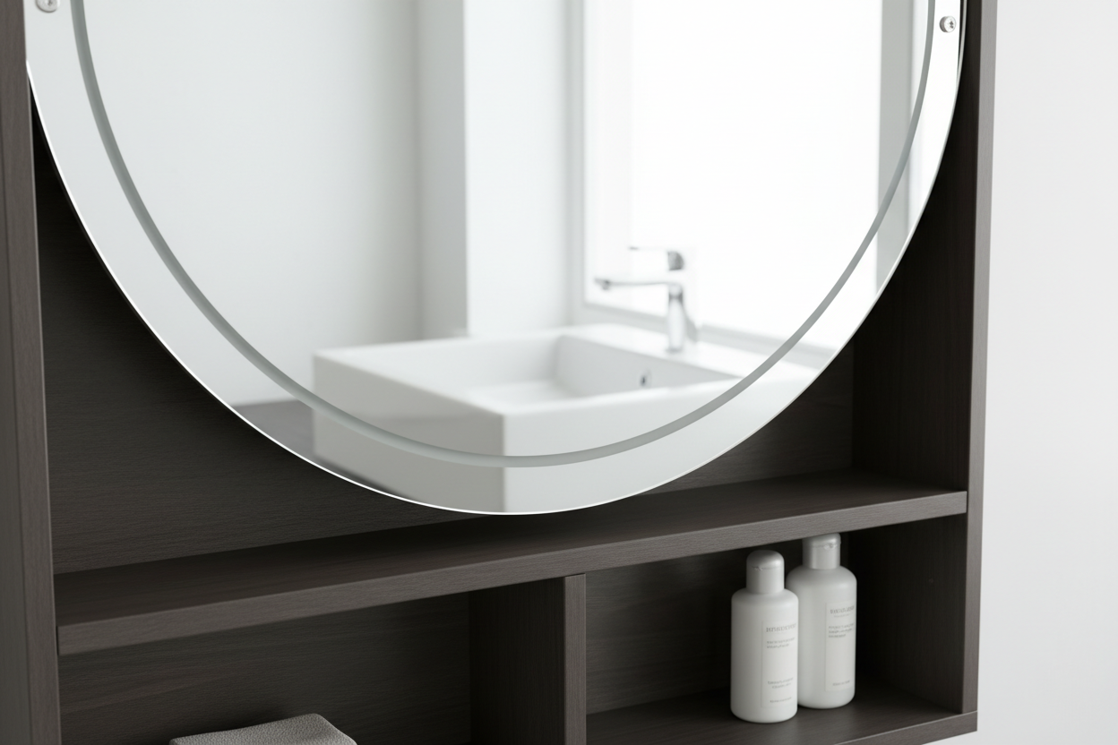 Medicine Cabinet with mirror close up