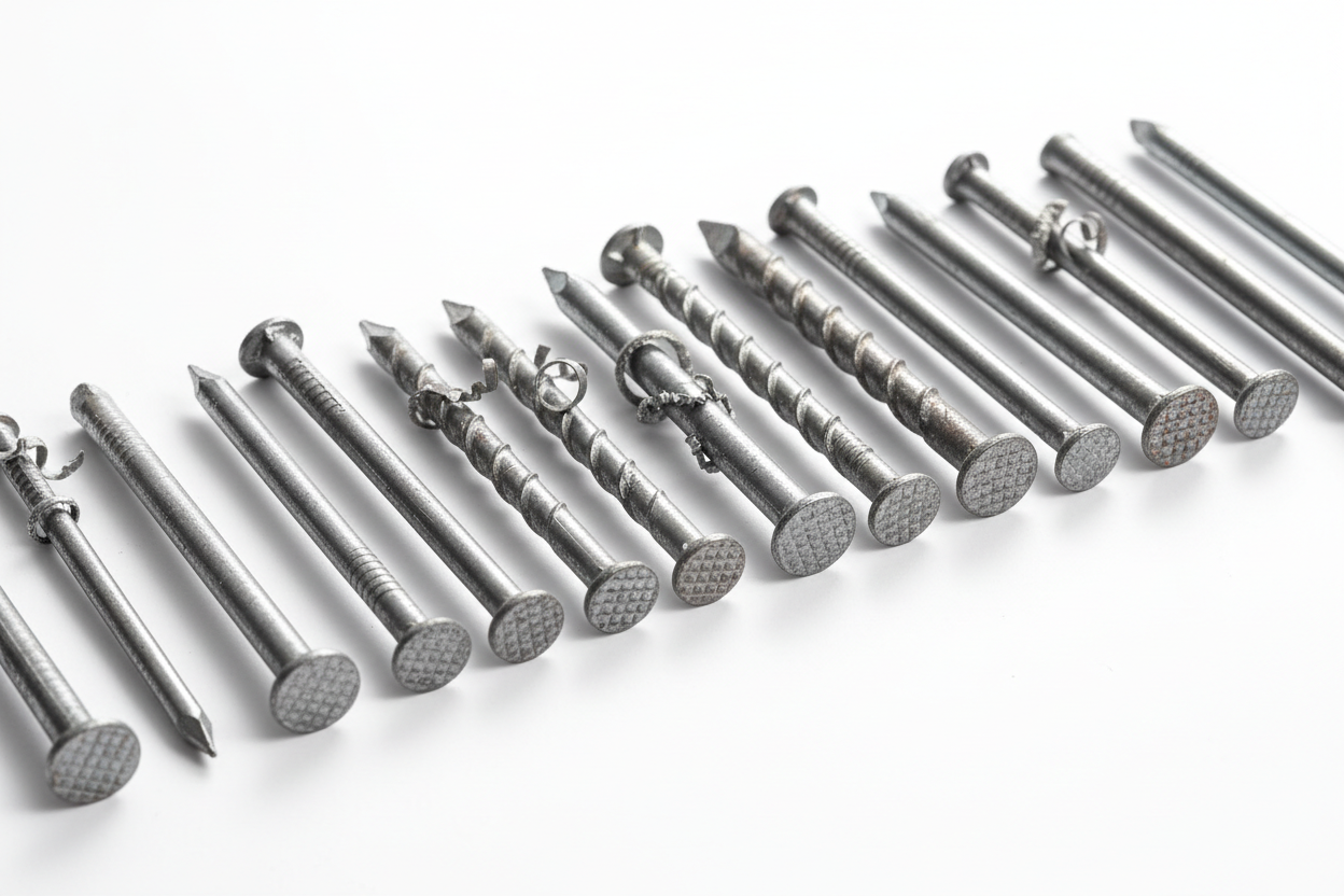 nails white background close up