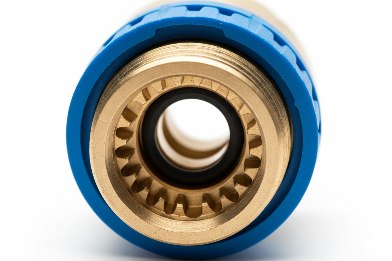 plumbing shark-bite fitting close up