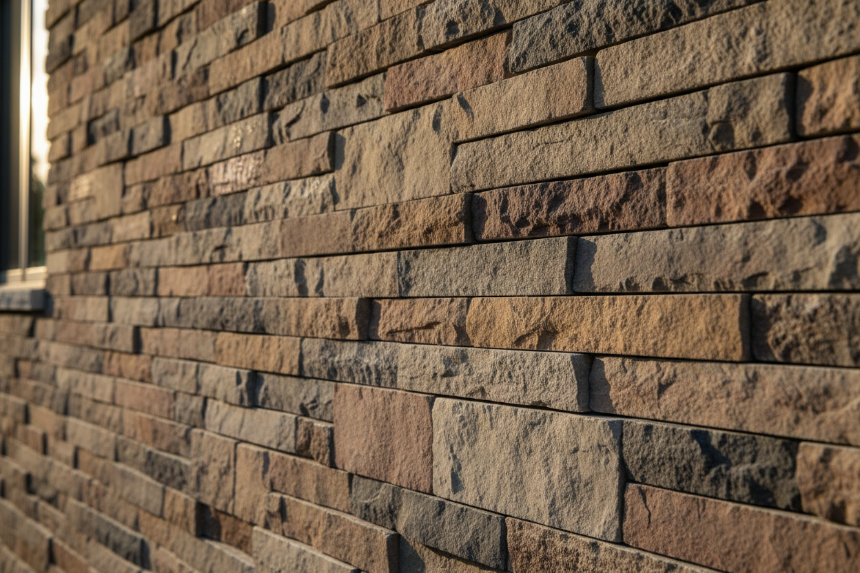 siding made of fusion stone close up