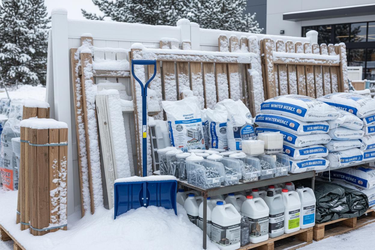 snow shovel and fencing and seasonal items