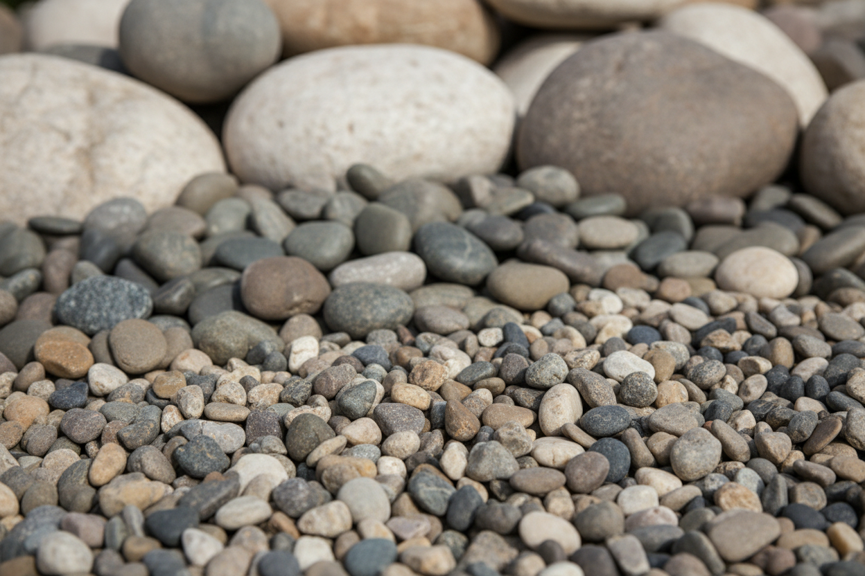 Stone (Pea Stone, Riverstone Small/Medium/Large) close up (no text)